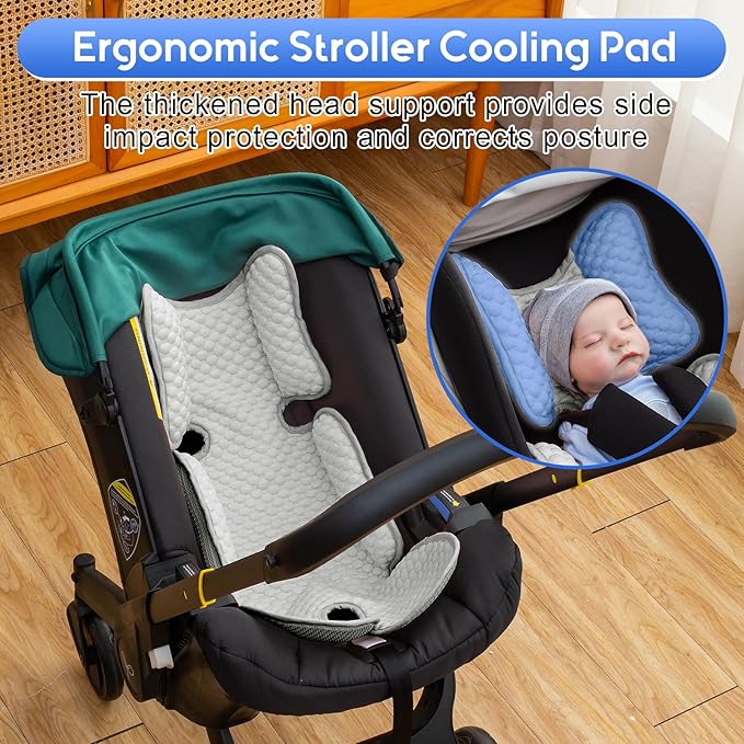 Car Seat Cooling Pad for Baby, Mink Dot Car Seat Cooler Mat for Girls Boys, Stroller Cooling Pad with 3D Breathable Mesh, Multifunctional Infant Carseat Cooling Insert Liner for Summer