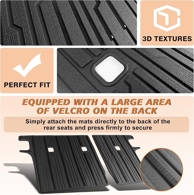 TripleAliners Backrest Mats All Weather Liners Compatible with 2025 2026 Nissan Kicks Interior Accessories TPE Second Row Seats Back Cover Custom Fit Protection Car Liner