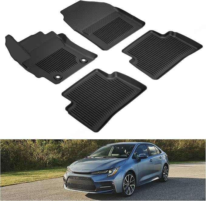KIWI MASTER Floor Mats for 2020-2026 Toyota Corolla Sedan Hatchback, OEM Replacement PT908-12190-02, Custom Fit All Weather Car Mats, Heavy Duty TPE Floor Liners, Front & Rear 2 Row, Black