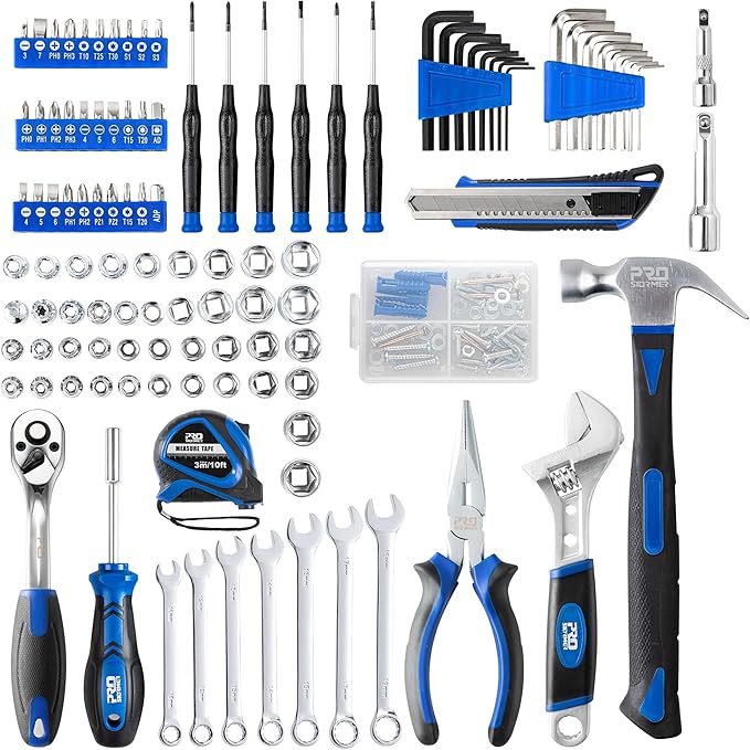 Prostormer 200-Piece Hand Tool Set, General Home and Auto Repair Tool Kit with Toolbox Storage Case for Mechanical Repair, DIY, Home Maintenance