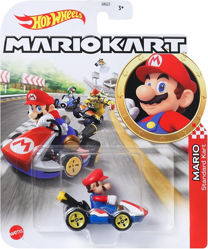 Hot Wheels Mario Kart Collection of 1:64 Scale Die-Cast Replica Vehicles, Toy Collectibles