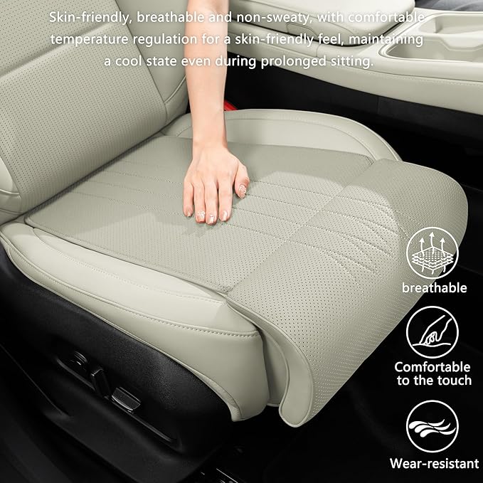 Car Seat Extender Leg Extender Support Cushion for Driver Seats Office Chair, Leather Auto Bottom Seat Protector Cover with Leg Extender, Car Seat Cushion Legs Rest Pads, Gray