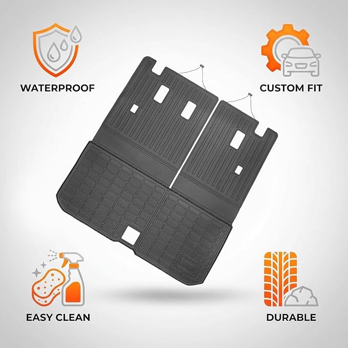 Cargo Mat for 2016-2022 Honda Pilot (No Elite), TPE All Weather Cargo Liner Trunk Mat Back Seat Cover Protector for Pilot Car Accessories (Trunk Liner with Backrest Mat)