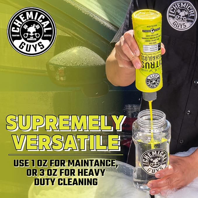 Chemical Guys Citrus Wash & Gloss Foaming Car Wash Soap - High Suds Formula Foam Cannon Soap for Foam Blasters, or Bucket Washes - Safe on Paint, Clear Coat, and Wax, Citrus Scent - 16 oz