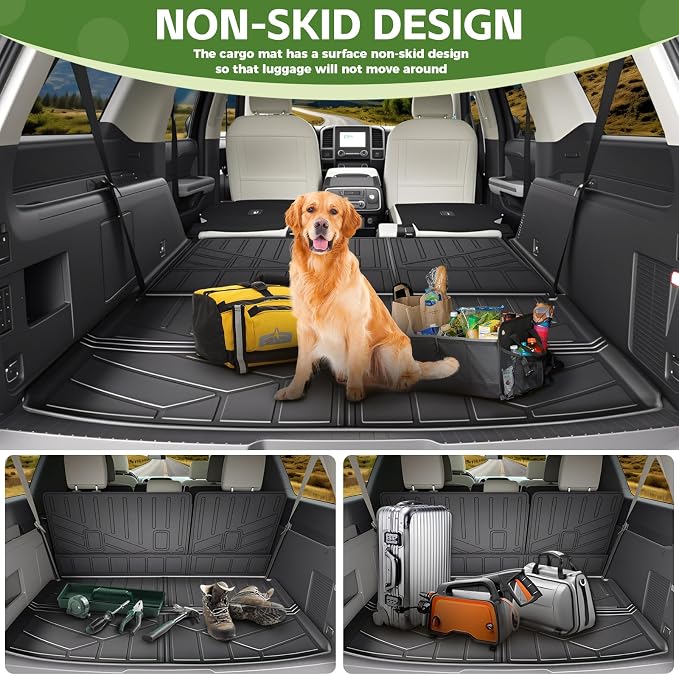 Cargo Liners for 2018-2024 Ford Expedition Max/Lincoln Navigator L Trunk Mat with Seat Back Cover Accessories, All Weather Rear Cargo Mat Backrest Protector(Only for Max & L Models)