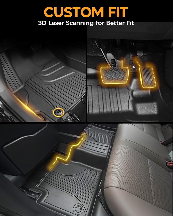 Floor Mats & Cargo Mat & Backrest Mat for Honda Passport 2019-2025 | All Weather Custom Fit Car Floor Liner, 1st & 2nd Row & Trunk Mat, Black (EX-L/TrailSport/Elite/Touring/Sport/Black Edition)