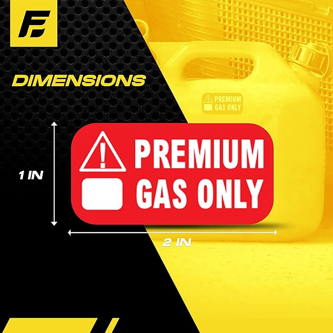 Premium Gas Only Sticker, High Octane Labels 91, 93 Stickers for ATVs, Sports and Race Cars - Weather Proof, Extreme Stick, Commercial Grade by Fuel Stickers - USA Made (2x1 inch), 40 Labels