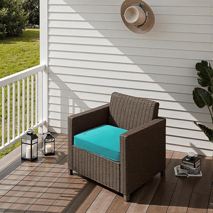 PatioGlow Outdoor Chair Cushions 22 x 22 x 3 Inch, Waterproof & Fade Resistant Patio Seat Cushion for Furniture with Handle and Ties, Thick Seating Pads for Outside Sofa Couch Set of 2, Teal