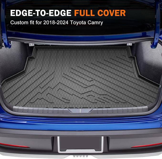 KUST Cargo Trunk Mat for Toyota Camry 2018-2025, Rear Cargo Liner for Camry Accessories All Weather TPE Rubber Raised Edge