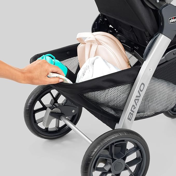 Chicco Bravo LE ClearTex Full-Size Stroller for Babies and Toddlers, UPF-Rated Canopy, GREENGUARD Gold Certified, Lightweight, One-Hand Compact Fold, Pewter/Grey