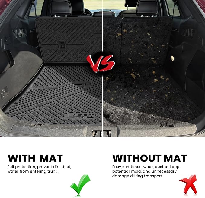 LASFIT Floor Mats & Cargo Liner with Backrest Mat for Chevrolet Chevy Equinox/GMC Terrain 2018-2024 (Not for Equinox EV 2024-2025), All Weather TPE Custom Fit Floor Mats Car Mats Full Set, Black