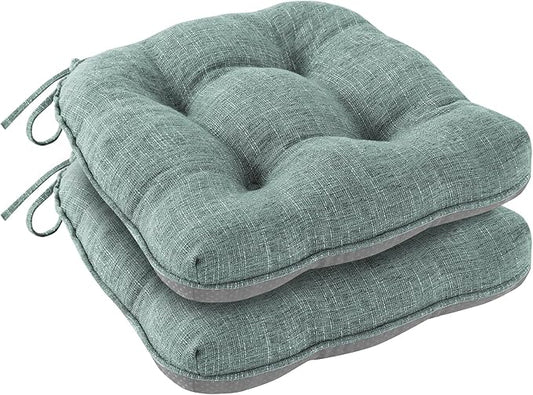 IPYNBAP Chair Cushions for Dining Chairs Set of 2, Kitchen Chair Cushions, Chair Pads with Ties Non Slip Backing, Christmas Room Decor, Tufted Memory Foam Seat Cushion 2 Pack, 15.5x15.5x4, Sage Green