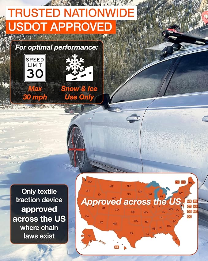 AutoSock for Passenger Vehicles HP698, Snow Socks for Tires, Pack of 2