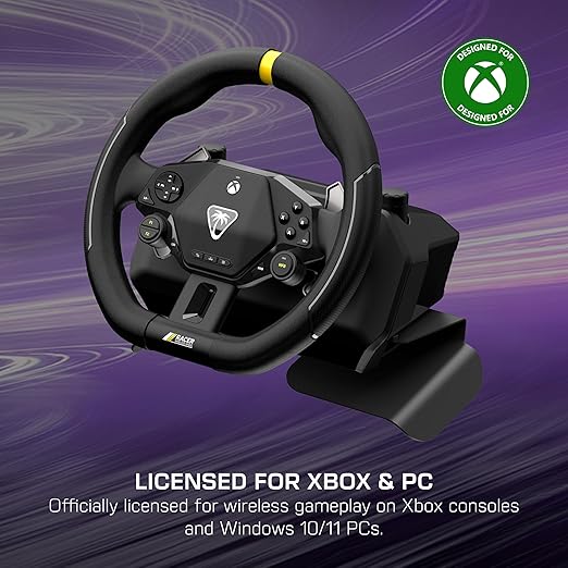 Turtle Beach Racer Wireless Racing Wheel System Officially Licensed for Xbox Series X|S & Xbox One and Windows PCs – Complete Design, Reliable Wireless Connection, up to 30Hr Battery– Black