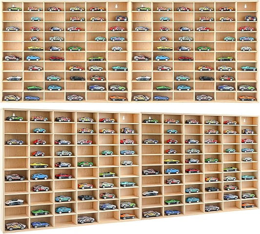 Seenelling Hot 1/64 Diecast Wheels Display Case Holds Toy Cars Wooden Wall Mount Car Display Shelf Storage Organizer Case for Toy Collectibles, Wheel, Model, 10 Layers (120 Spaces in Total)