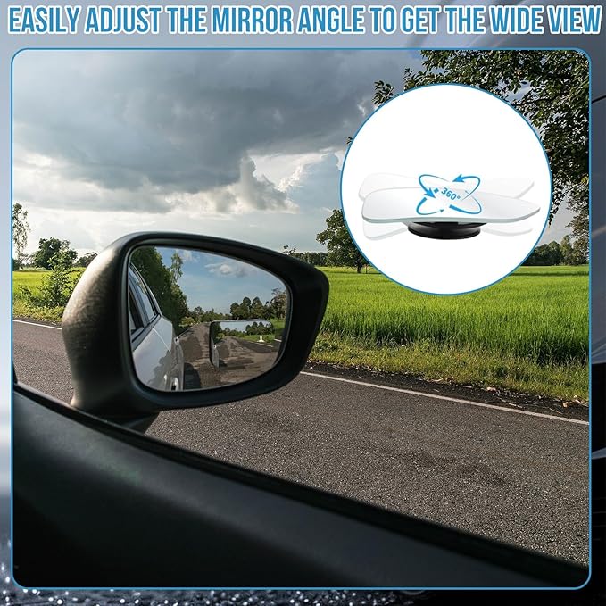 2Pcs Cars BlindSpot Mirrors, Removable Adjustabe Angle Round Wide Angle Convex RearView Mirror, Car Accessories Universal HD Glass for Suvs Auto RVs Motorcycles