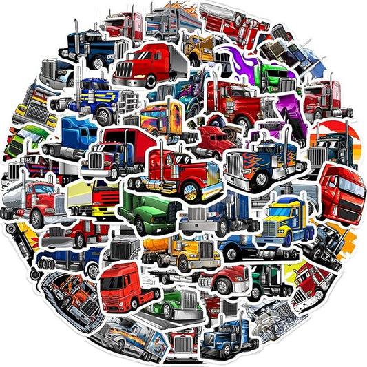 Semi Truck Stickers Truck Party Favors Birthday Party Decorations Vinyl Waterproof Stickers for Water Bottle Laptop Luggage Helmet