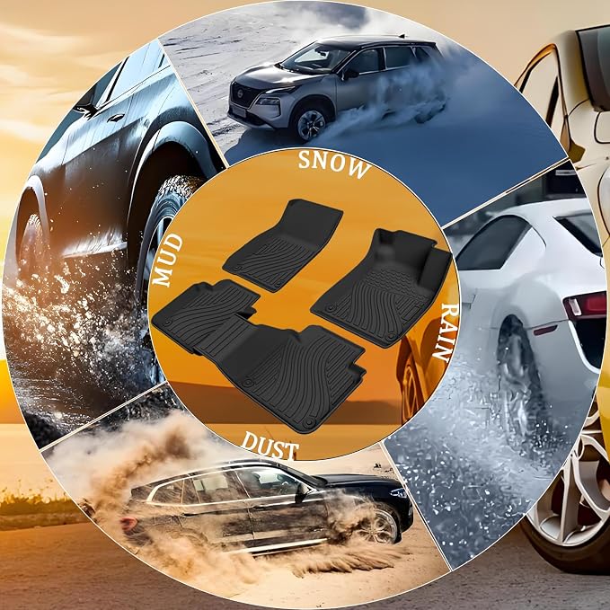 CRV Floor Mats Compatible with 2007-2011 Honda CR-V，All Weather Protection Waterproof Durable Anti-Slip Odorless Custom-fit TPE Floor Liner Front and Rear Row Set