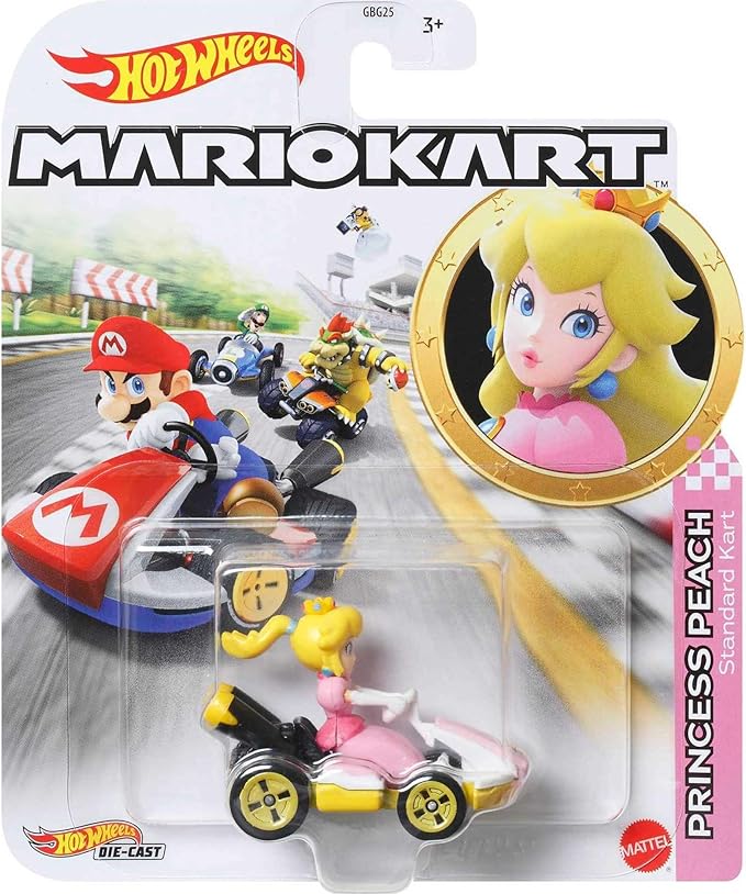 Hot Wheels GBG28 Mario Kart 1:64 Die-Cast Peach with Standard Kart Vehicle
