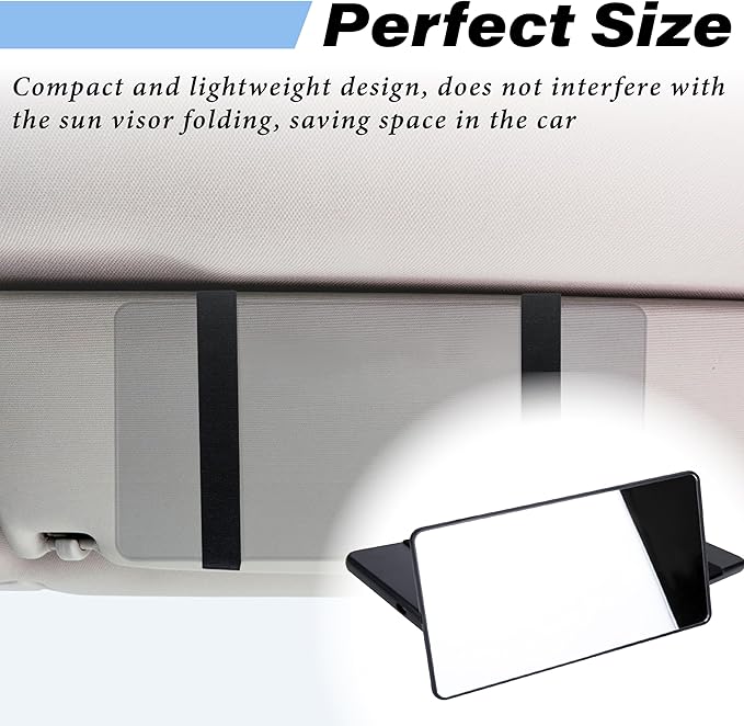 Car Sun Visor Mirror, Cosmetic Makeup Mirrors with Straps, HD Cars Interior Cosmetic Mirror, Car Accessories for Women Universal Sun Visor Mirrors for Trucks, Cars, SUVs (Black)