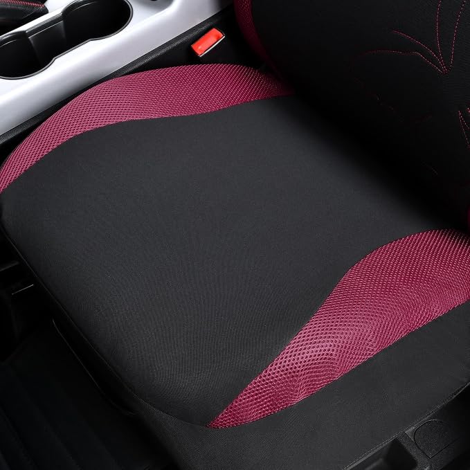 Flying Banner Butterfly car seat Covers ful Set Fashion Universal Lady Woman Female Rear Bench Split Colorized (Full Set - Lace, Burgundy)