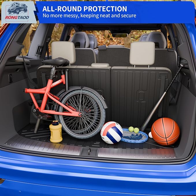 Rongtaod Cargo Mat Compatible with 2026 Hyundai Palisade Gas Trunk Mat Trunk Liner Cargo Liner Back Seat Cover Protector TPE All Weather Palisade Accessories (Trunk Mat with Backrest Mat)