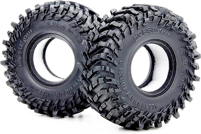 HOBBYSOUL 1.0 Tires 58mm Tall All Terrain Super Soft Sticky mud Tyre for RC Crawler 1/24 SCX24 1/18 TRX4M Upgrades