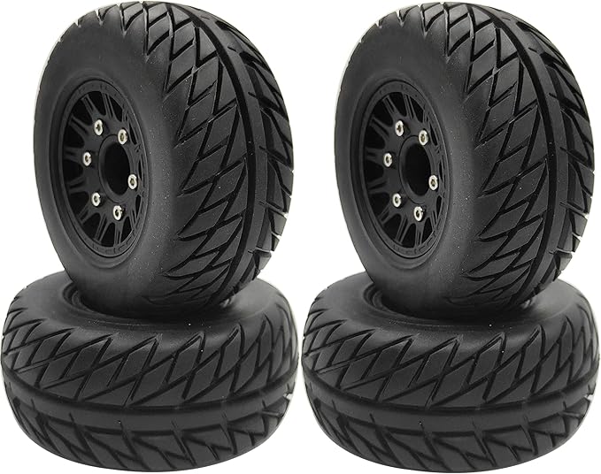 RC Short Course Truck Tires with Foam Inserts for 1/10 Scale Arrma Senton Tires Traxxas Slash Tires Axial Redcat Rc4wd Hex Detachable Replacement 17mm 14mm 12mm RC Wheels and Tires