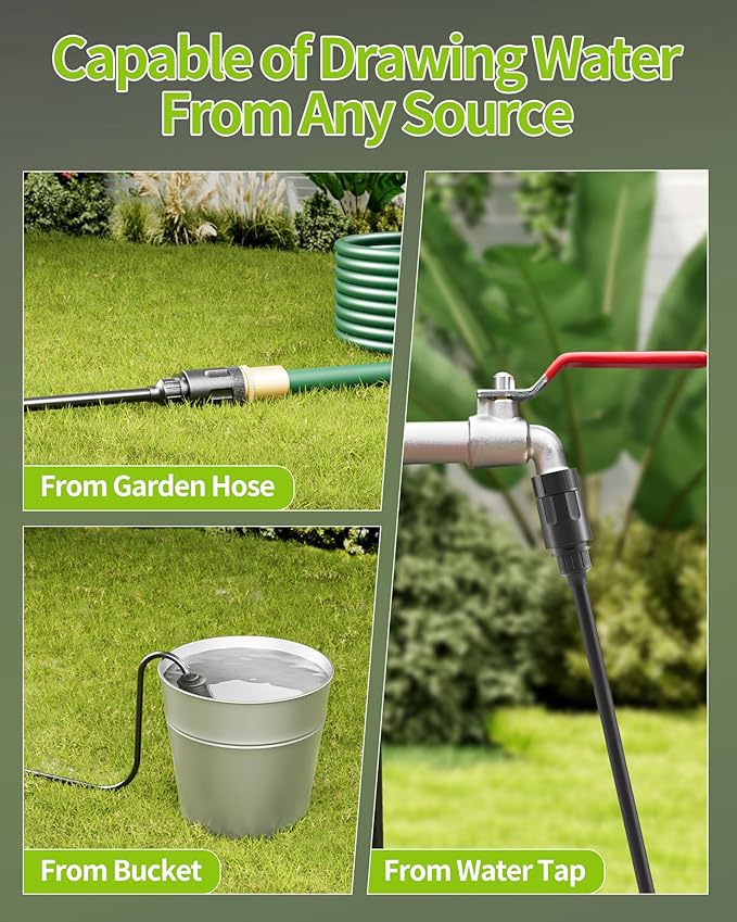 Cordless Portable Washer, Handheld Washer, Battery Operated Washer for Car Home Outdoor Patio Garden, Lightweight Car Washer, Washer with Foam Pot, Cleaner with 23FT Elastic Hose (Evergreen)