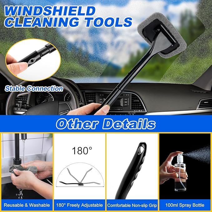 Car Detailing Kit, Car Detailing Brush Set with Wash Mop, Bendable Car Wheel Rim Cleaner Brush Set, Car Detailing Brushes, Car Wash Cleaning Tools Kit for Interior, Exterior, Wheels, Blue