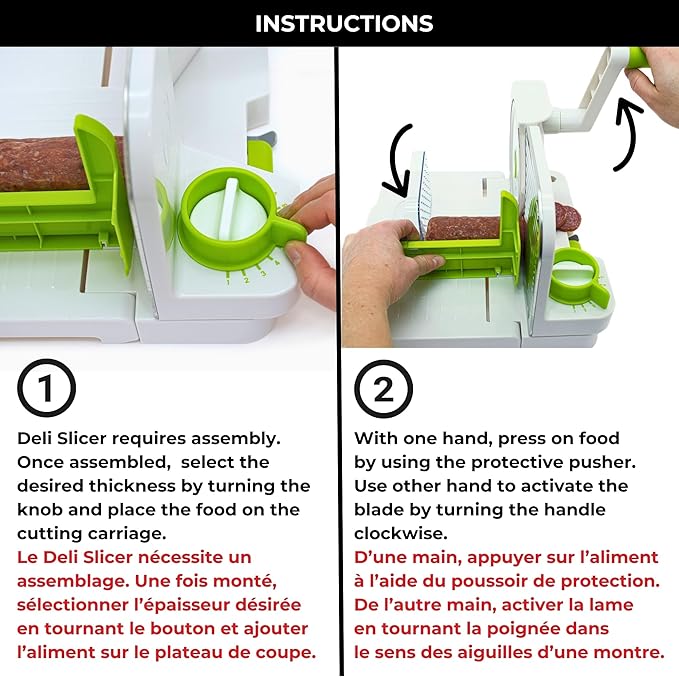 Starfrit Deli Slicer - Slices Meat, Cheese, Bread - 6.5" Stainless Steel Blade - Adjustable Thickness Knob - Nestable for Easy Storage | 2-in-1 Fruit and Vegetable