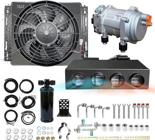 DC 12V AC unit rv underdash air conditioner kit cool & heat fit truck crane cab van vintage car pickup Commercial vehicle Low noise energy-saving universal chassis electric parking air conditioners