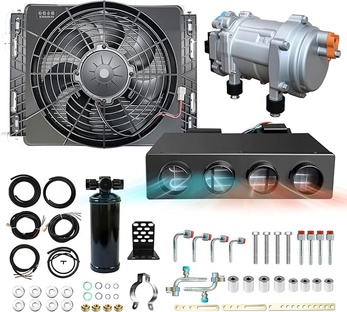 DC 24V AC unit rv underdash air conditioner kit cool & heat fit truck crane cab van vintage car pickup Commercial vehicle Low noise energy-saving universal chassis electric parking air conditioners