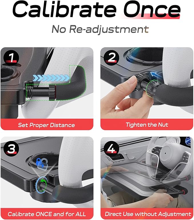 Steering Wheel Tray, Large Car Tray Table, Car Desk for Eating Drinks Work, Freely Adjustable & Universal Fit, Compatible with Tesla Ford Ram Chevrolet Silverado Toyota Tacoma GMC Sierra