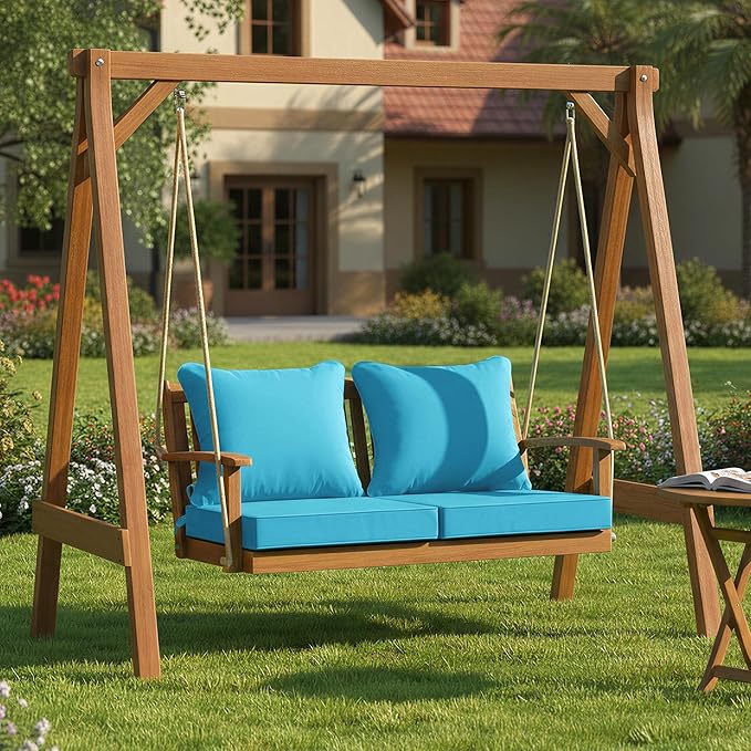 Summsun Outdoor Chair Cushions Set of 2, Waterproof Backrest and Seat Cushion Set for Patio Furniture, Outdoor Replacement Cushions with Removable Cover, 19 x 19 Inch, Teal