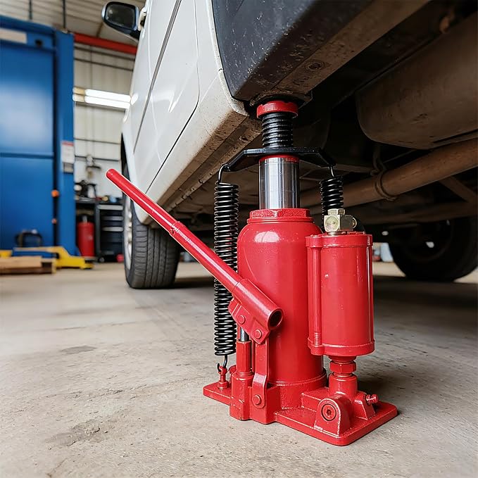 20 Ton Air Hydraulic Bottle Jack with Air-Powered or Manual Operation, One-Piece Hydraulic Cylinder Design, Air Bottle Jack with Carry Handle for Pickup Trucks, Commercial Vehicles, and Farm Equipment