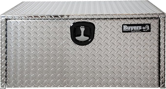 Buyers Products 1705153 Diamond Tread Aluminum Underbody Truck Tool Box, 14 x 12 x 30, Made in USA, .100 in. Thick, Corrosion Resistant, Locking Compression Latch, Secure Storage for Work Trucks