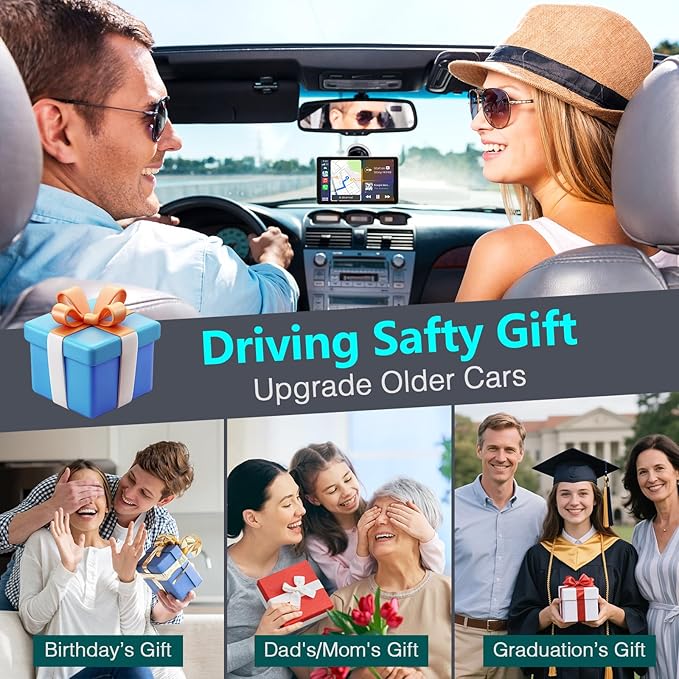 Thybro Portable Apple Carplay with Backup Camera: Plug-Play 15-Mins DIY Installation Carplay Screen - Compatible with 99% of Older Cars Upgraded - Wireless Seamless Connection for Apple/Android Auto