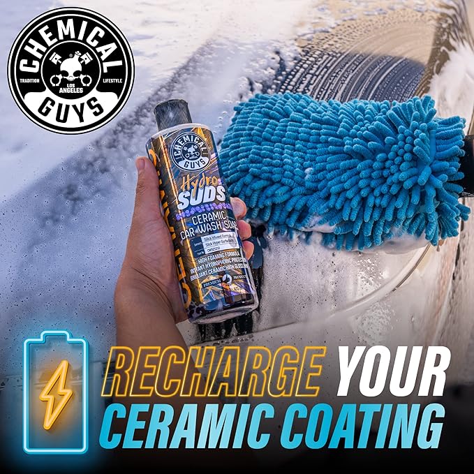 Chemical Guys HydroSuds Ceramic SiO₂ Shine High Foaming Car Wash Soap - Foam Cannon Soap, Works with Foam Guns or Bucket Washes Safe for Cars, Trucks, Motorcycles, RVs, & More, Berry Scent - 64 fl oz
