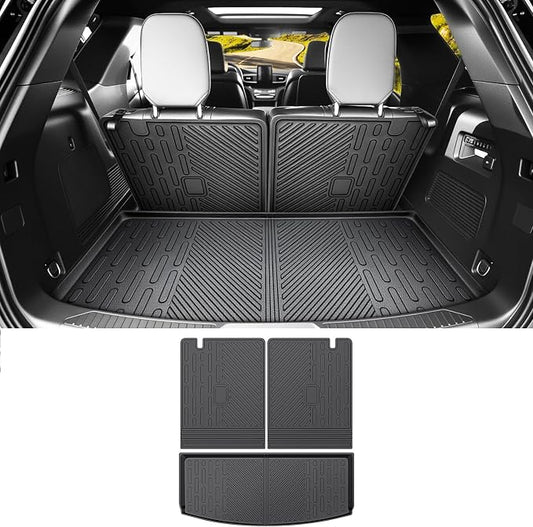 Cargo Liners for 2020-2025 2026 Ford Explorer 6&7 Passenger Trunk Mat with Seat Back Cover Accessories, All Weather Rear Cargo Mat Backrest Protector