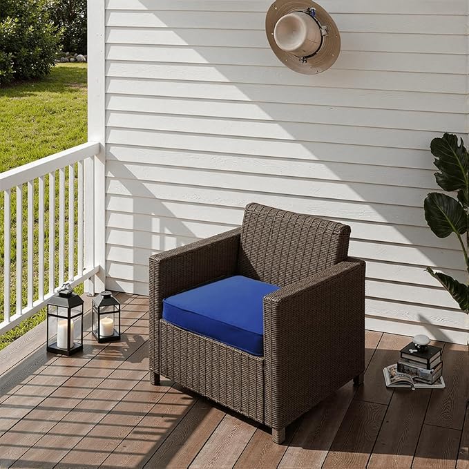 PatioGlow Outdoor Chair Cushions 20 x 20 x 3 Inch, Waterproof & Fade Resistant Patio Seat Cushion for Furniture with Handle and Ties, Thick Seating Pads for Outside Sofa Couch Set of 2, Blue