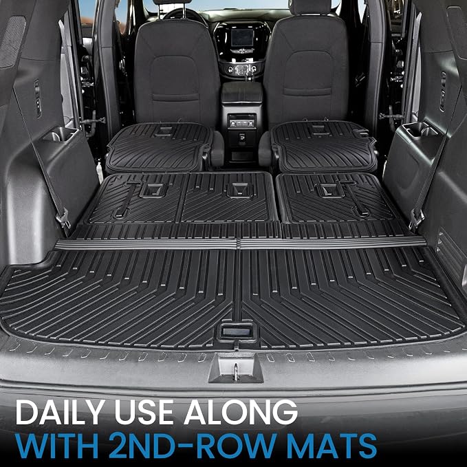 Cargo Mat Backrest Mats for 2018-2022 2023 Chevrolet Chevy Traverse Car Mat Accessories, All Weather TPE Cargo Liner Trunk Mat (18-23 7/8 Seats-3rd Row Backrest Mats&Cargo Mat)