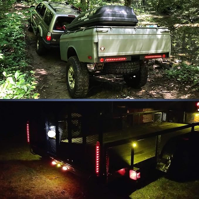 Nilight 2PCS 16Inch 11 LED Red Trailer Light Bar for Parking Stop Turn Signals Tail Brake DOT Compliant IP65 Waterproof Truck ID Marker