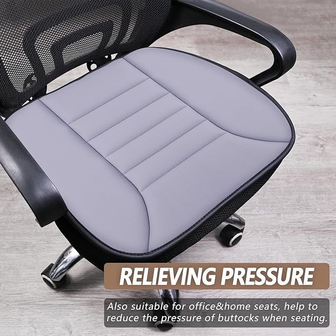 MYFAMIREA 2PCS Car Seat Cushion Pad 1.2" Thick Comfort Seat Protector for Car Driver Seat Office Chair Home Use Memory Foam Seat Cushion with Non Slip Bottom, 20'' x 18.5'', Gray