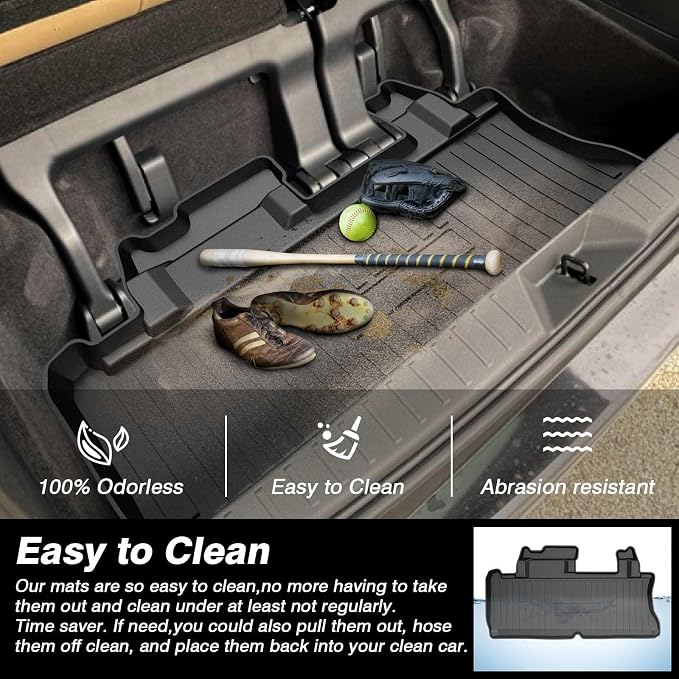 KUST Cargo Trunk Mat for Toyota Sienna 2021-2026 (with Spare Tire), Rear Trunk Cargo Liner All Weather Protection, TPE Rubber Raised Edge