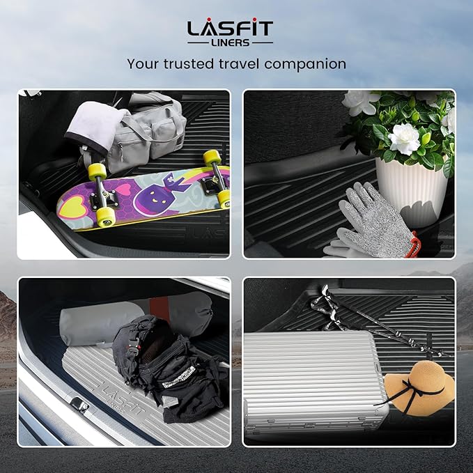 LASFIT Trunk Mat with Backrest Mat for Chevrolet Chevy Traverse 2018-2023/Traverse Limited 2024, All Weather TPE Custom Fit Cargo Mat Trunk Liner with Backrest Mat, Black