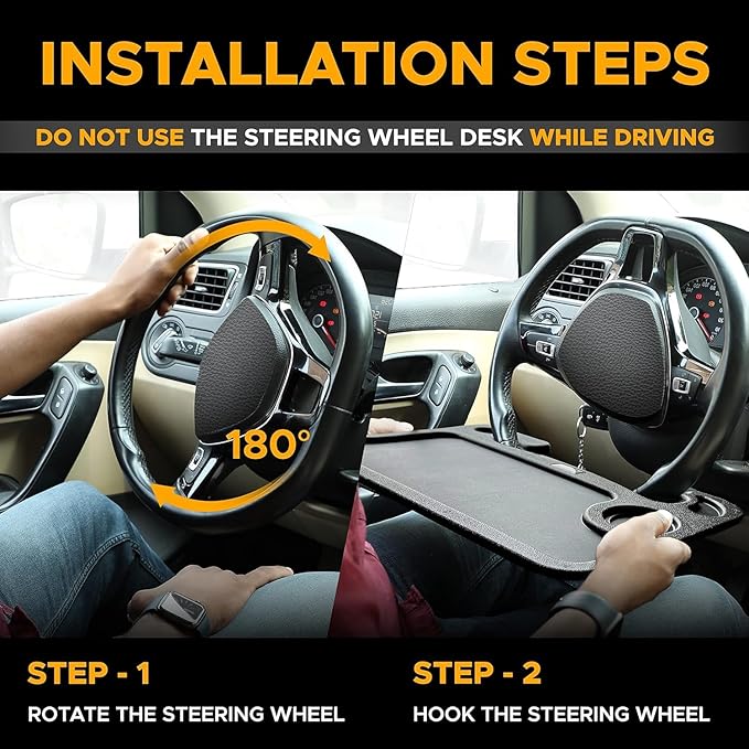 EcoNour Steering Wheel Desk Tray Compatible for 2019-2023 2024 2025 Toyota RAV4 Steering Wheel Tray Table Car Laptop Holder Eating Tray for Car Food & Drink Desk Holder Travel Accessories