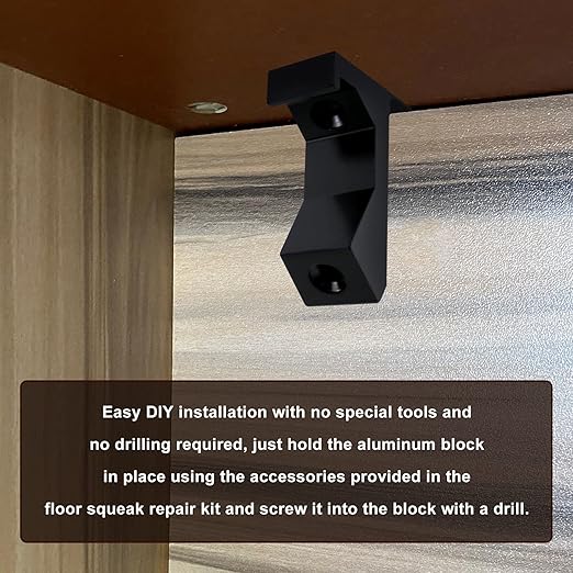 CNQLIS Squeaky Wood Relief Floor Repair Kit Can be Safely Used on Any 5/8 inch or Thicker subfloor,Eliminating Squeaky Floor Sounds,Without Holes(Black,6 Pcs)