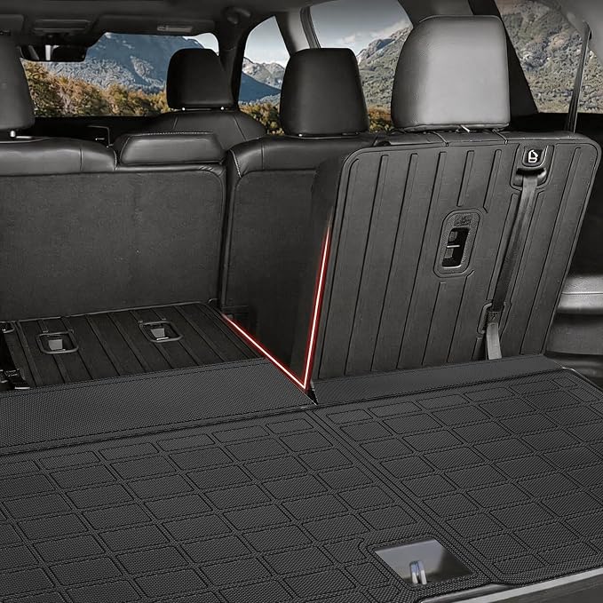 Cargo Mat for 2016-2022 Honda Pilot (No Elite), TPE All Weather Cargo Liner Trunk Mat Back Seat Cover Protector for Pilot Car Accessories (Trunk Liner with Backrest Mat)
