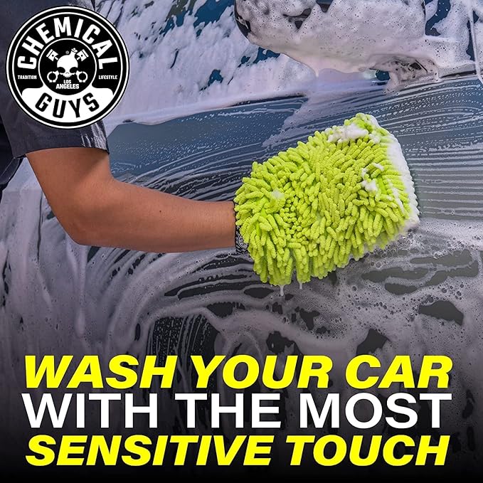 Chemical Guys CWS_101_64M Car Wash Starter Bundle - Maxi-Suds II Foaming Car Wash Soap, 64 oz (Half Gallon), Cherry Scent + Green Chenille Wash Mitt (2 Items) Works on Cars, Trucks, SUVs, RVs & More